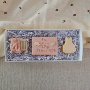 Coffret biscuits naissance personnalisé – Fille ou Garçon